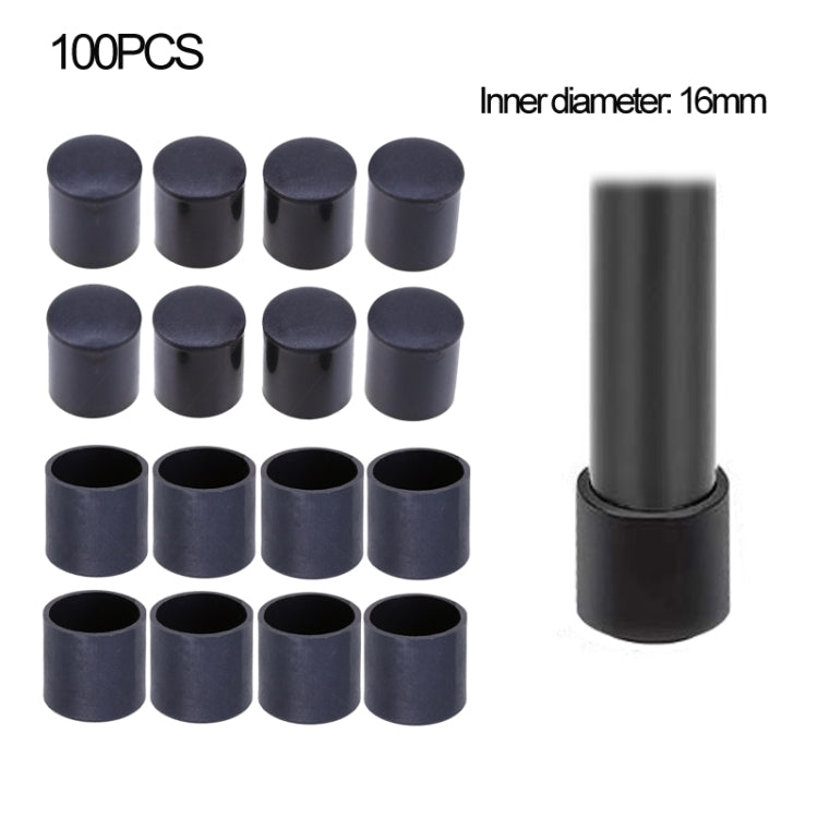 100 PCS Plastic Chair Feet Protectors Black Anti-skid Furniture Legs Table Base Cap Floor Protector Cover, Size:16mm - Crash Pads by PMC TechLife | Online Shopping South Africa | PMC TechLife | Buy Now Pay Later Mobicred