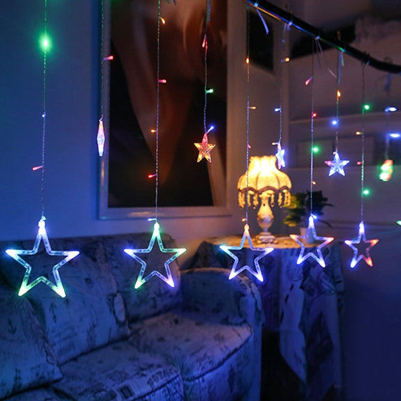 220V EU Plug LED Star Light Christmas lights Indoor/Outdoor Decorative Love Curtains Lamp For Holiday Wedding Party lighting(White)