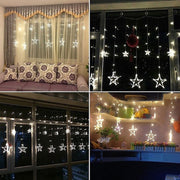 220V EU Plug LED Star Light Christmas lights Indoor/Outdoor Decorative Love Curtains Lamp For Holiday Wedding Party lighting(White)