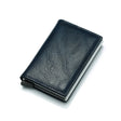 Automatic Elastic Card Type Anti-magnetic RFID Anti-theft Retro Card Package Universal Leather Metal Wallet(Blue) - free shipping - PMC TechLife - Order now!