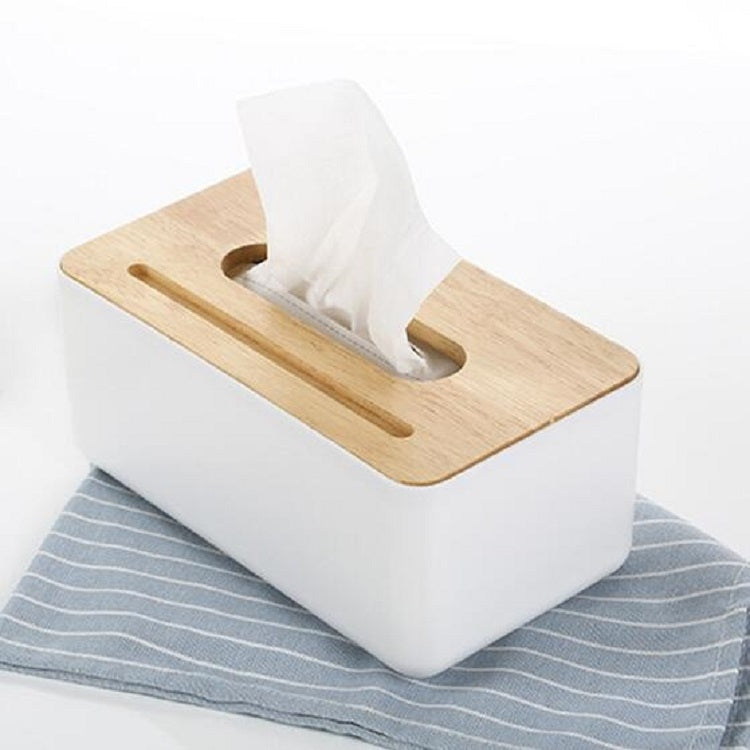 Grooved Drawer Box Home Living Room Tissue Box with Log Cover, Phone Holder Function(White) - Storage Boxes by PMC TechLife | Online Shopping South Africa | PMC TechLife | Buy Now Pay Later Mobicred