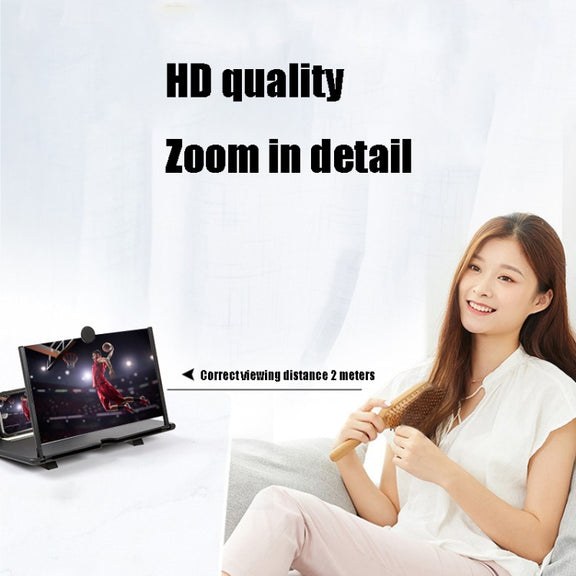 10 inch Pull-out Typed Ultra-clear 3D Mobile Phone Screen Stretching Bracket Amplifier(Black)