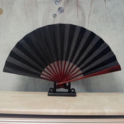 10 inch Pure Color Blank Silk Cloth Folding Fan Chinese Style Calligraphy Painting Fan(Black) - free shipping - PMC Jewellery - Order now!