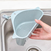 Kitchen Vegetable Rack Household Sink Drain Rack Triangle Storage Hanger Free Punch Tray Hanging Basket(Gray)
