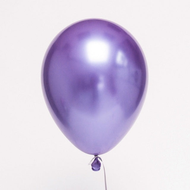 50 PCS 12inch Glossy Metal Pearl Latex Balloons Metallic Color Inflatable Air Ball Birthday Party Decor(Purple)