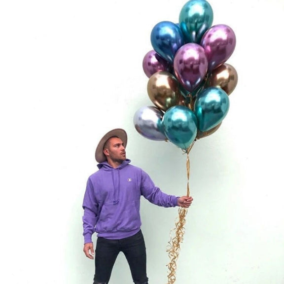 50 PCS 12inch Glossy Metal Pearl Latex Balloons Metallic Color Inflatable Air Ball Birthday Party Decor(Green)