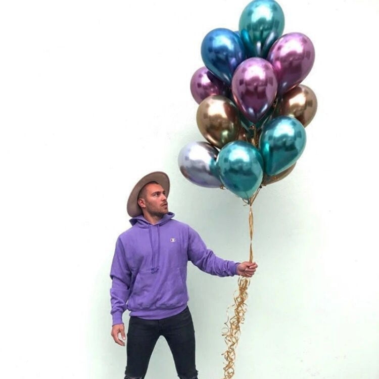 50 PCS 12inch Glossy Metal Pearl Latex Balloons Metallic Color Inflatable Air Ball Birthday Party Decor(Green)
