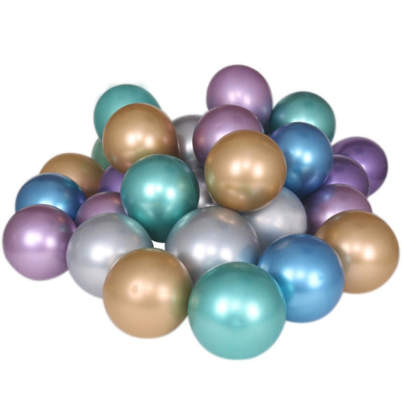 50 PCS 12inch Glossy Metal Pearl Latex Balloons Metallic Color Inflatable Air Ball Birthday Party Decor(Green)