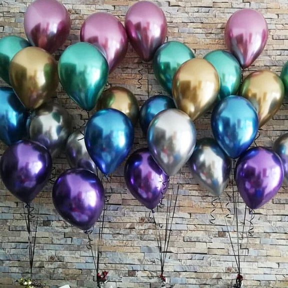 50 PCS 12inch Glossy Metal Pearl Latex Balloons Metallic Color Inflatable Air Ball Birthday Party Decor(Green)