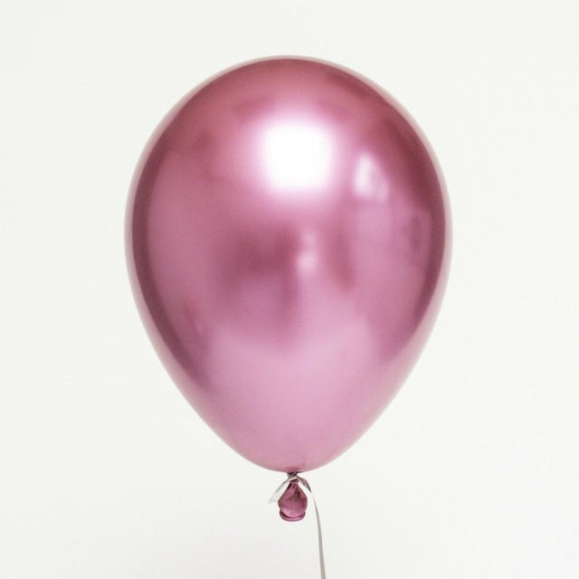 50 PCS 12inch Glossy Metal Pearl Latex Balloons Metallic Color Inflatable Air Ball Birthday Party Decor(Rose)
