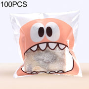 100 PCS Cute Big Teech Mouth Monster Plastic Bag Wedding Birthday Cookie Candy Gift OPP Packaging Bags, Gift Bag Size:10x10cm(Pink)