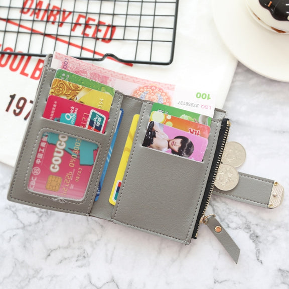 Women Wallets Small Fashion Leather Purse Ladies Card Bag For Female Purse Money Clip Wallet(Gray)