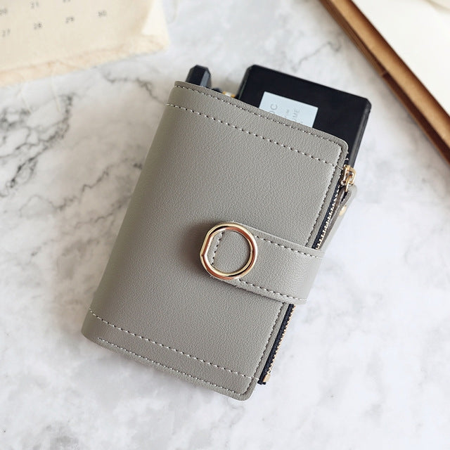 Women Wallets Small Fashion Leather Purse Ladies Card Bag For Female Purse Money Clip Wallet(Gray)