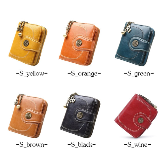 Vintage Button Phone Purses Women Wallets Female Purse Leather Brand Retro Ladies Long Zipper Woman Wallet Card Clutch(Long yellow)