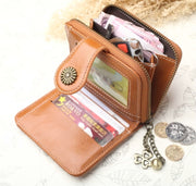 Vintage Button Phone Purses Women Wallets Female Purse Leather Brand Retro Ladies Long Zipper Woman Wallet Card Clutch(Long yellow)