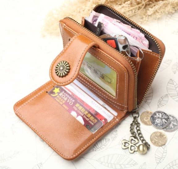 Vintage Button Phone Purses Women Wallets Female Purse Leather Brand Retro Ladies Long Zipper Woman Wallet Card Clutch(Long yellow)