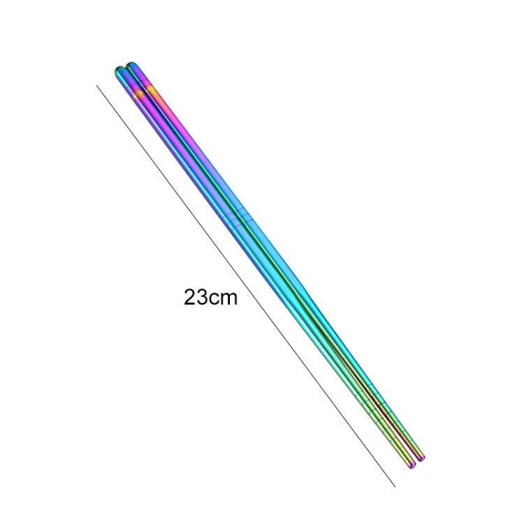 1 Pair Stainless Steel Tableware Colorful Reusable Metal Chopsticks Dishware, Length���23cm(Multicolor)