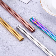 1 Pair Stainless Steel Tableware Colorful Reusable Metal Chopsticks Dishware, Length���23cm(Multicolor)