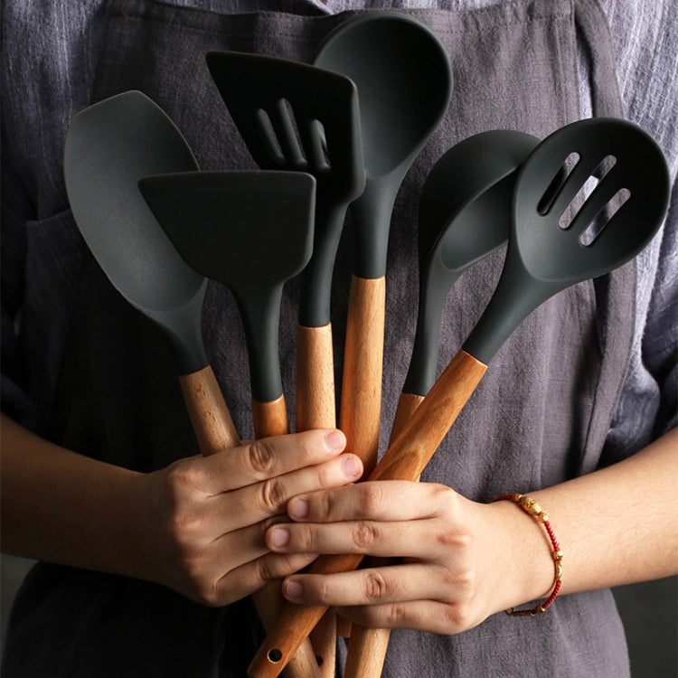 Silicone Wood Handle Spatula Heat-resistant Soup Spoon Non-stick Special Cooking Shovel Kitchen Tools Colander Spoon - free shipping - PMC TechLife - Order now!