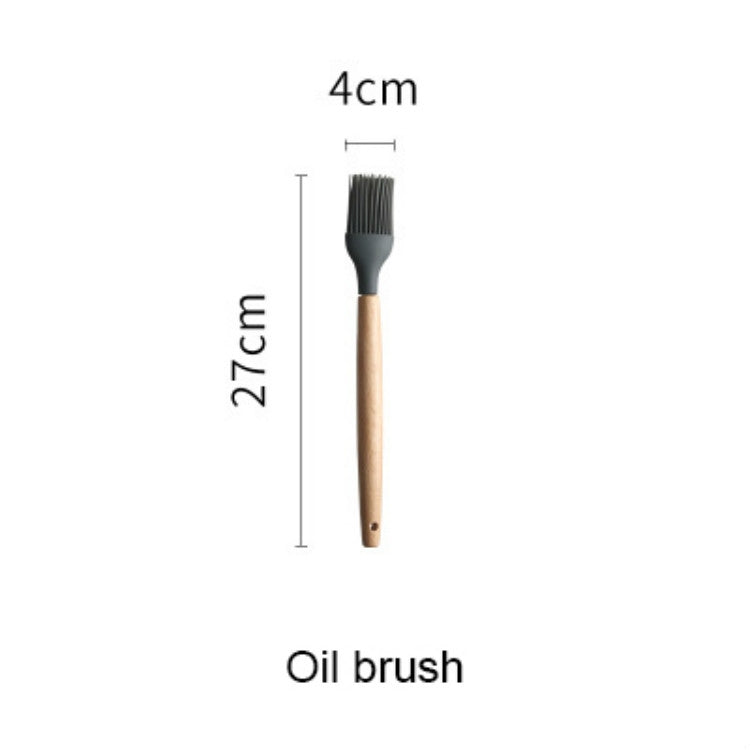 Silicone Wood Handle Spatula Heat-resistant Soup Spoon Non-stick Special Cooking Shovel Kitchen Tools Oil Brush - Cutlery Sets by PMC TechLife | Online Shopping South Africa | PMC TechLife