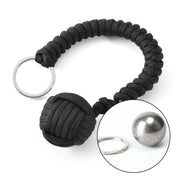 Outdoor Security Protection Black Monkey Fist Steel Ball Bearing Self Defense Lanyard Survival Key Chain(Camouflage Green1)