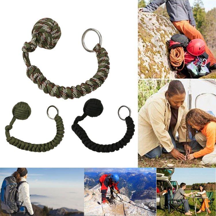 Outdoor Security Protection Black Monkey Fist Steel Ball Bearing Self Defense Lanyard Survival Key Chain(Camouflage Green1) - Self-defense Protection by PMC TechLife | Online Shopping South Africa | PMC TechLife