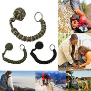 Outdoor Security Protection Black Monkey Fist Steel Ball Bearing Self Defense Lanyard Survival Key Chain(Camouflage Green1)