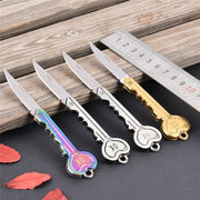 Mini Key Knife Camp Outdoor Keyring Ring Keychain Fold Self Defense Security Multi Tool(Gold)