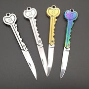 Mini Key Knife Camp Outdoor Keyring Ring Keychain Fold Self Defense Security Multi Tool(Gold)