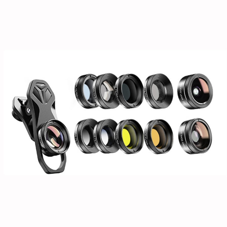 APEXEL APL-DG11 11 in 1 Multifunctional Fisheye Wide-angle Macro Polarized Starlight Gradient Filter Set Universal Mobile Phone Lens Set - free shipping - PMC Jewellery - Order now!