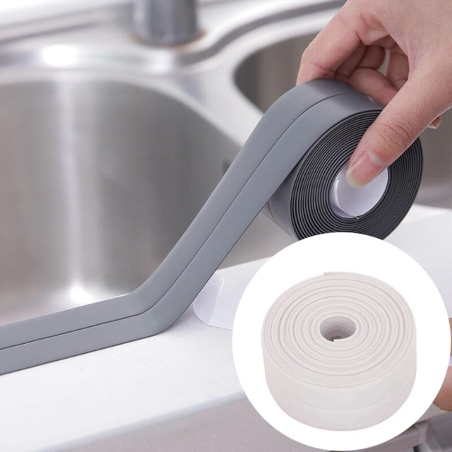 Durable PVC Material Water-resistant Mold Proof Adhesive Tape  Kitchen Bathroom Wall Sealing Tape, Width:3.8cm x 3.2m(White)