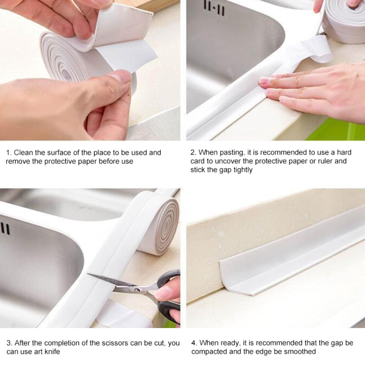Durable PVC Material Waterproof Mold Proof Adhesive Tape  Kitchen Bathroom Wall Sealing Tape, Width:3.8cm x 3.2m(Grey) - Adhesives & Sealers by PMC Jewellery | Online Shopping South Africa | PMC Jewellery | Buy Now Pay Later Mobicred