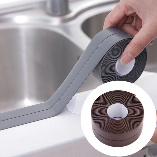 Durable PVC Material Water-resistant Mold Proof Adhesive Tape  Kitchen Bathroom Wall Sealing Tape, Width:3.8cm x 3.2m(Brown)