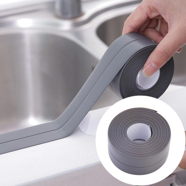 Durable PVC Material Water-resistant Mold Proof Adhesive Tape  Kitchen Bathroom Wall Sealing Tape, Width:2.2cm x 3.2m(Grey)