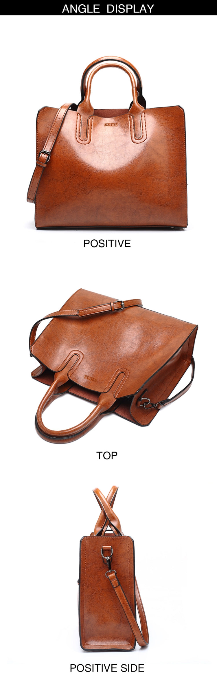 Leather Handbags Big Women Bag Casual Female Bags Trunk Tote Shoulder Bag Ladies Large Bolsos, Color:Burgundy