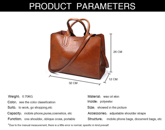 Leather Handbags Big Women Bag Casual Female Bags Trunk Tote Shoulder Bag Ladies Large Bolsos, Color:Burgundy