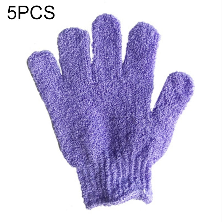 5 PCS Shower Bath Gloves Exfoliating Spa Massage Scrub Body Glove(Purple) - Bath Brushes & Sponges by PMC TechLife | Online Shopping South Africa | PMC TechLife