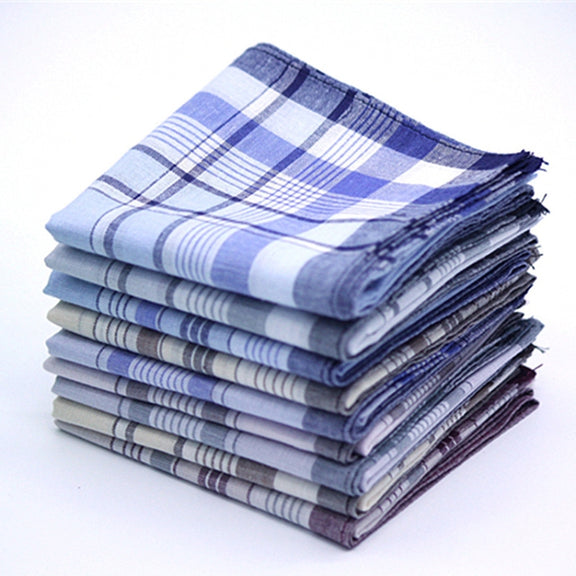 Multicolor Plaid Stripe Men Pocket Squares Business Chest Towel Handkerchiefs  100% Cotton(Random Color)