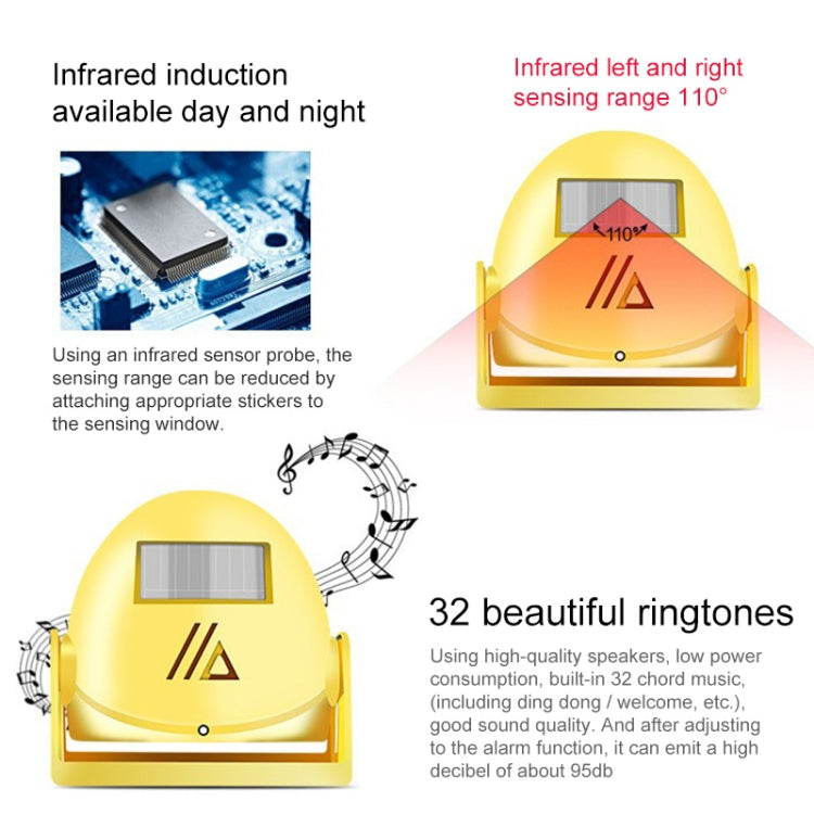 Wireless Intelligent Doorbell Infrared Motion Sensor Voice Prompter Warning Door Bell Alarm(White) - free shipping - PMC Jewellery - Order now!