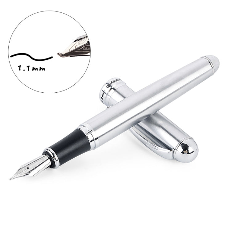 X750 Stationery Stainless Steel Fountain Pen Medium Nib Ink Pens School Oiifice Gift, Nib Size:1.1mm(Silver) - free shipping - PMC TechLife - Order now!