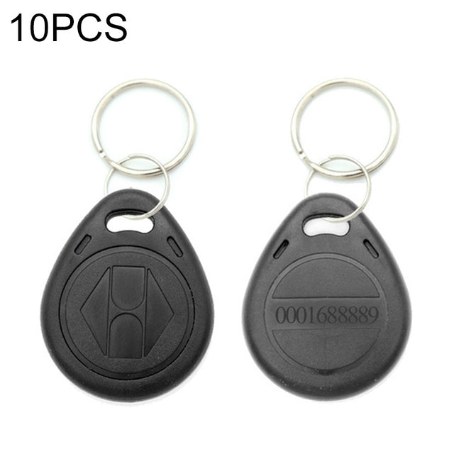 10 PCS 125KHz TK/EM4100 Proximity ID Card Chip Keychain Key Ring(Black)