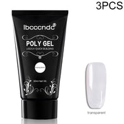 3 PCS Nail Acrylic Poly Gel Pink White Clear Crystal Builder Gel(Transparent)