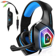 V1 3.5mm RGB Colorful Luminous Wire Control Gaming Headset, Cable Length: 2.2m(Black Blue) - Headset & Headphone by PMC TechLife | Online Shopping South Africa | PMC TechLife