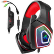 V1 3.5mm RGB Colorful Luminous Wire Control Gaming Headset, Cable Length: 2.2m(Black Red) - Headset & Headphone by PMC TechLife | Online Shopping South Africa | PMC TechLife
