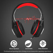 V1 3.5mm RGB Colorful Luminous Wire Control Gaming Headset, Cable Length: 2.2m(Black Red)