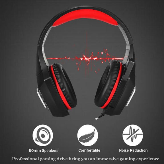 V1 3.5mm RGB Colorful Luminous Wire Control Gaming Headset, Cable Length: 2.2m(Black Red)