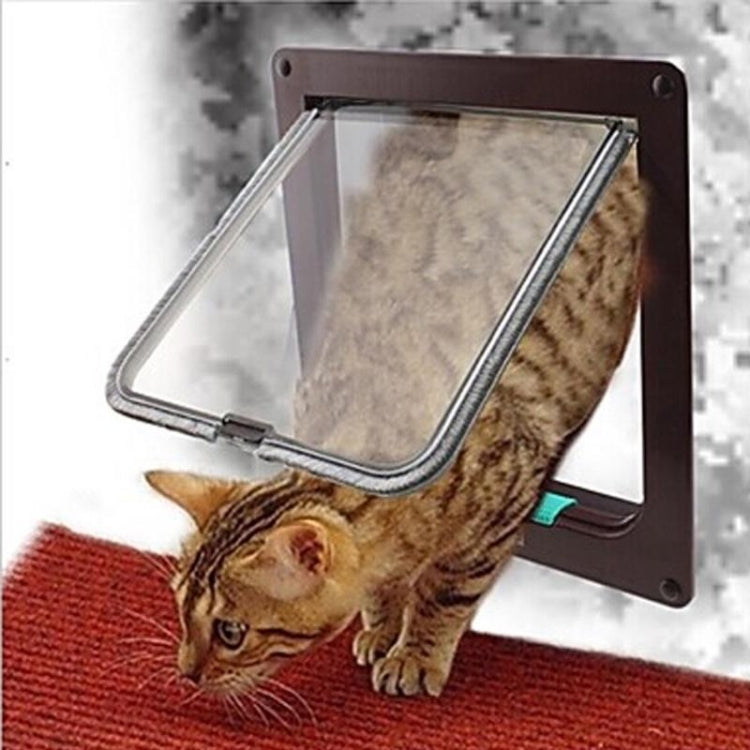 Pet Door 4 Ways Lockable Security Flap Door for Dog Cat Kitten Wall Mount Door Animal Small Pet Cat Dog Gate Door, Size:L(Coffee) - Pet Screen Doors by PMC TechLife | Online Shopping South Africa | PMC TechLife