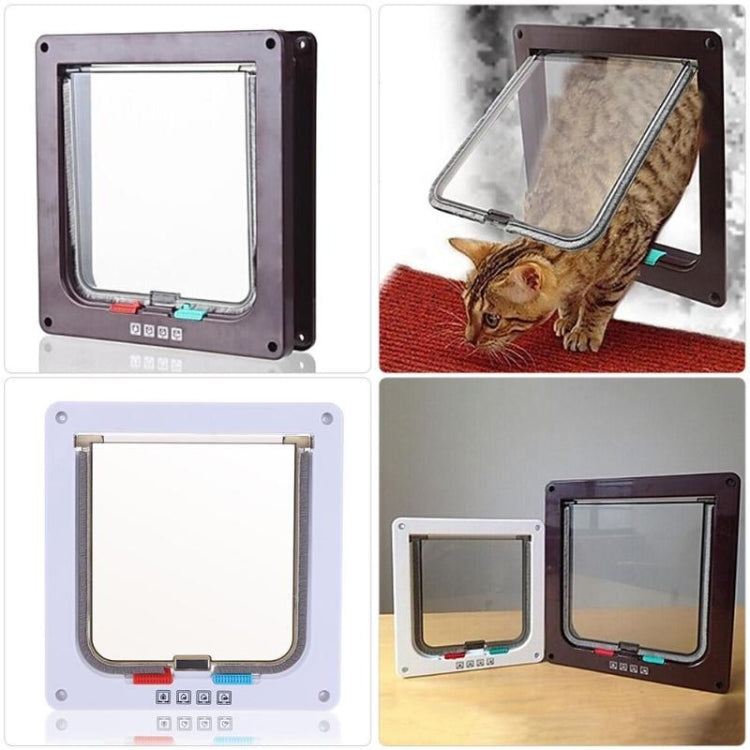 Pet Door 4 Ways Lockable Security Flap Door for Dog Cat Kitten Wall Mount Door Animal Small Pet Cat Dog Gate Door, Size:L(Coffee) - Pet Screen Doors by PMC TechLife | Online Shopping South Africa | PMC TechLife