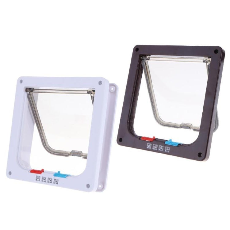 Pet Door 4 Ways Lockable Security Flap Door for Dog Cat Kitten Wall Mount Door Animal Small Pet Cat Dog Gate Door, Size:L(Coffee) - Pet Screen Doors by PMC TechLife | Online Shopping South Africa | PMC TechLife