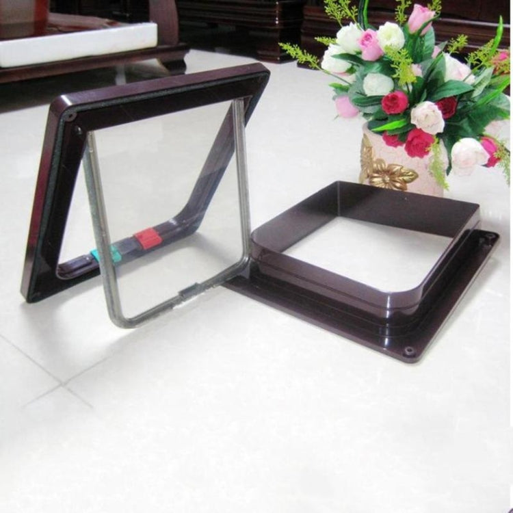 Pet Door 4 Ways Lockable Security Flap Door for Dog Cat Kitten Wall Mount Door Animal Small Pet Cat Dog Gate Door, Size:L(Coffee) - Pet Screen Doors by PMC TechLife | Online Shopping South Africa | PMC TechLife